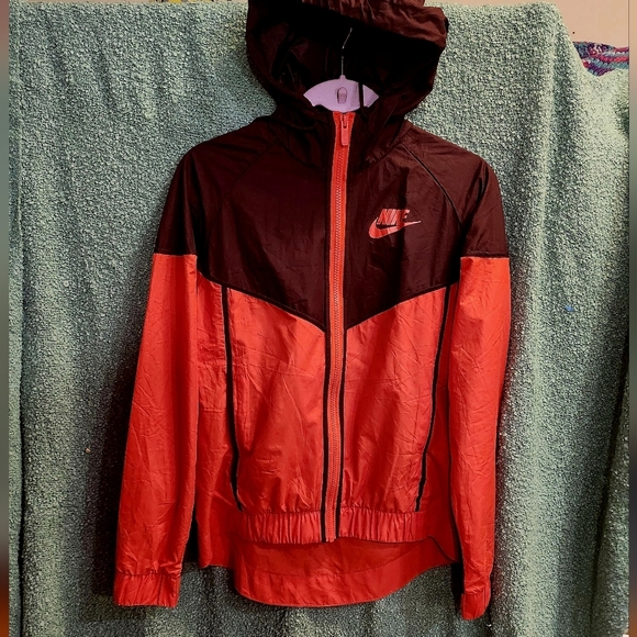 Nike Orange and Brown Hooded Windbreaker Jacket. Women Size Small - Picture 1 of 9